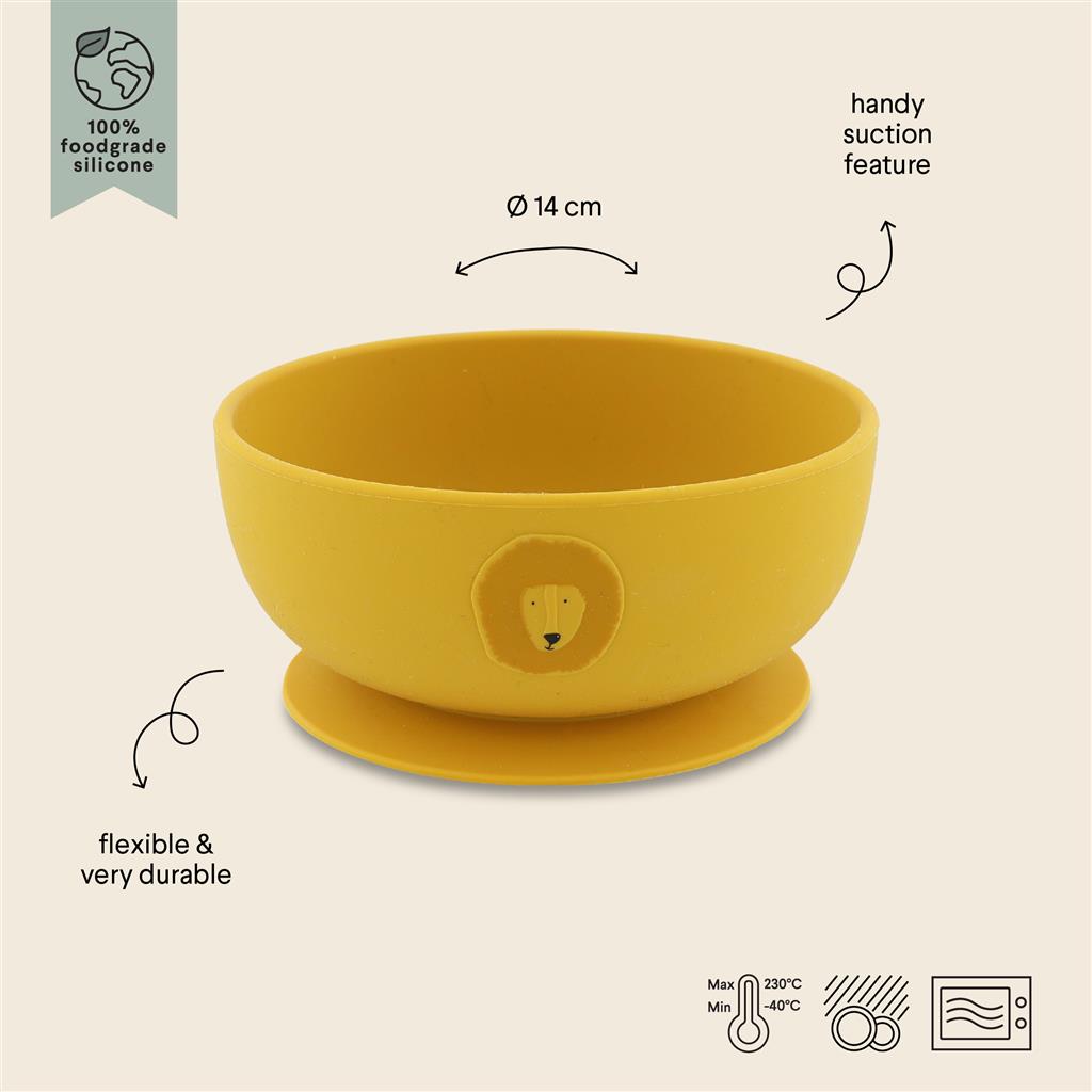 Silicone bowl with suction cup