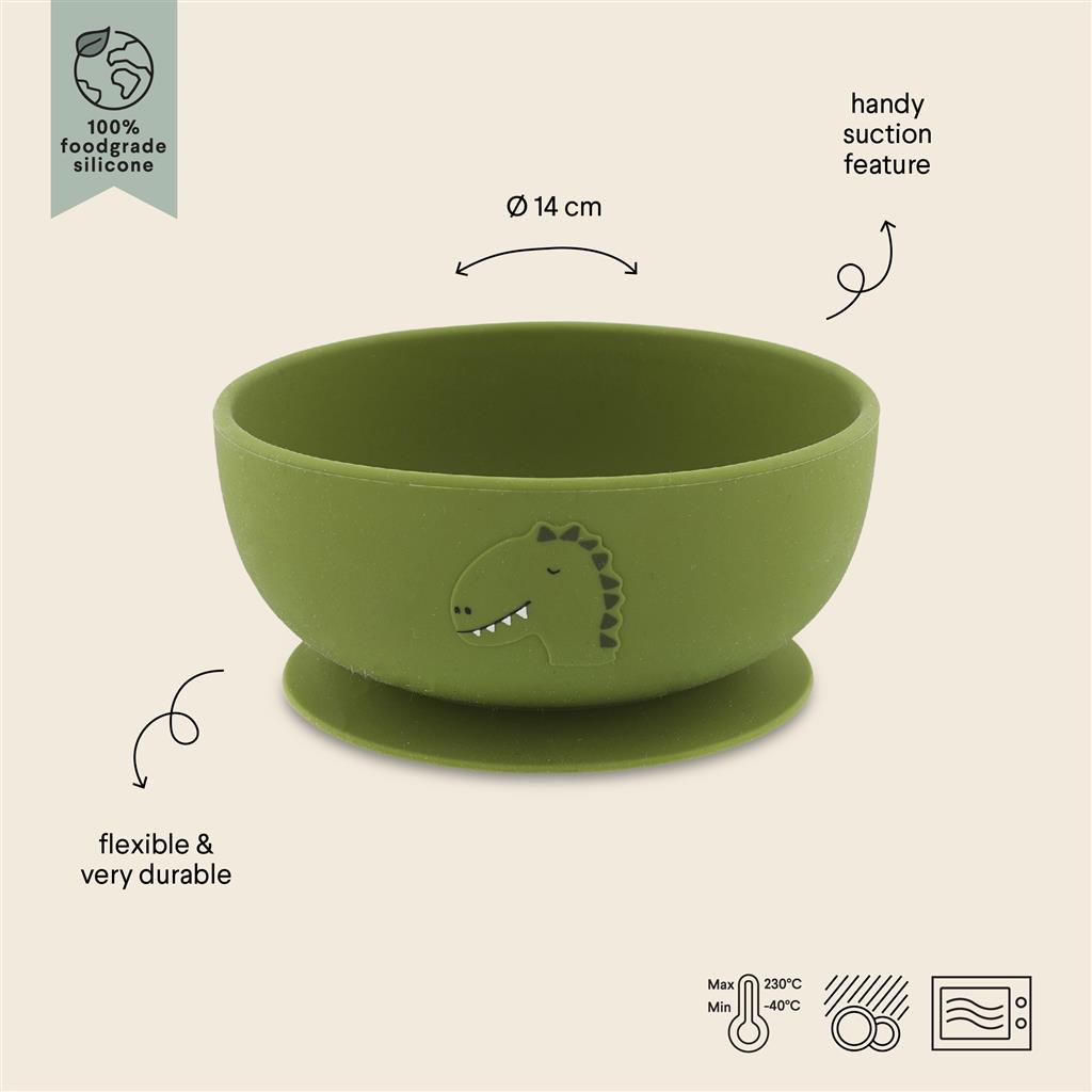 Silicone bowl with suction cup