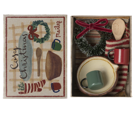 Ornament cosy kerstmis set 4cm