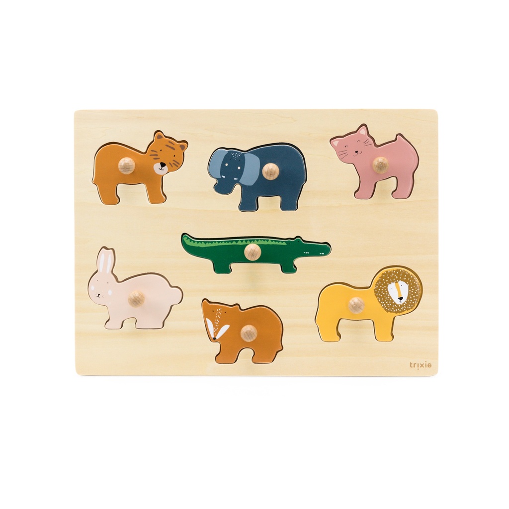 Houten inlegpuzzel dieren - 7 stuks