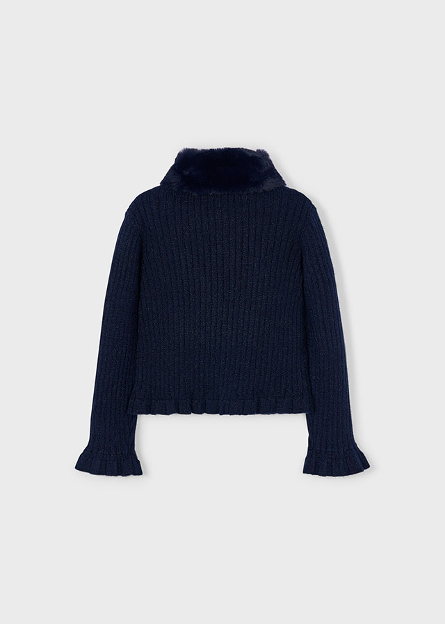 Cardigan met afneembare imitatiebontkraag