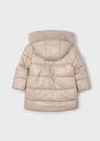Lange gewatteerde kinderjas met afneembare faux fur capuchon