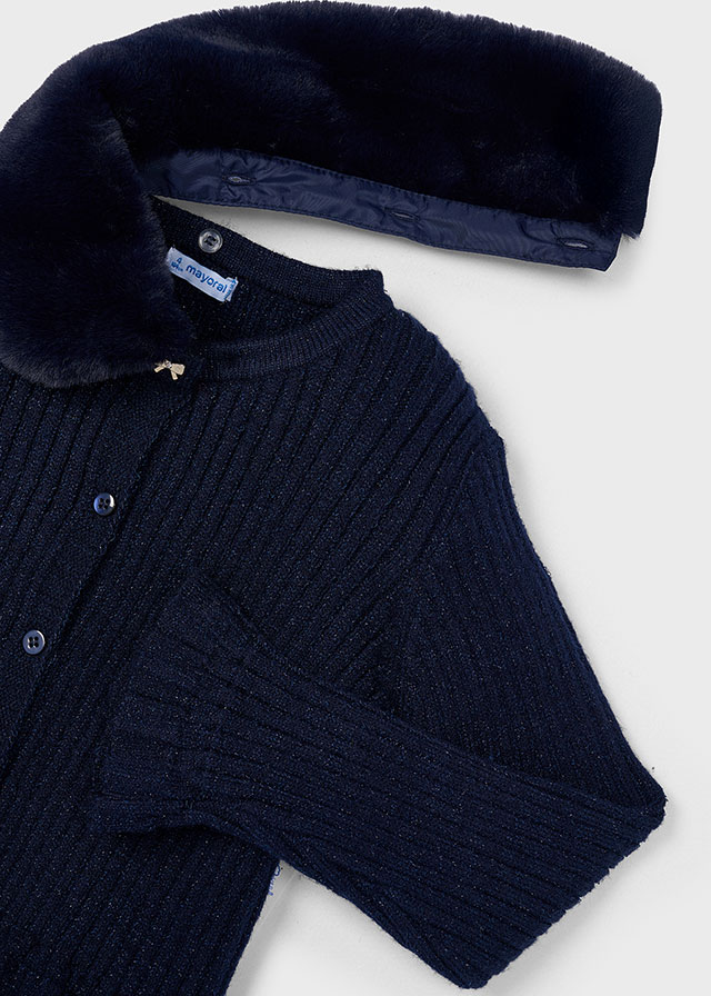 Cardigan met afneembare imitatiebontkraag