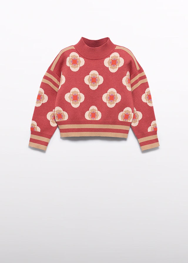 Trui met geometrische jacquardprint