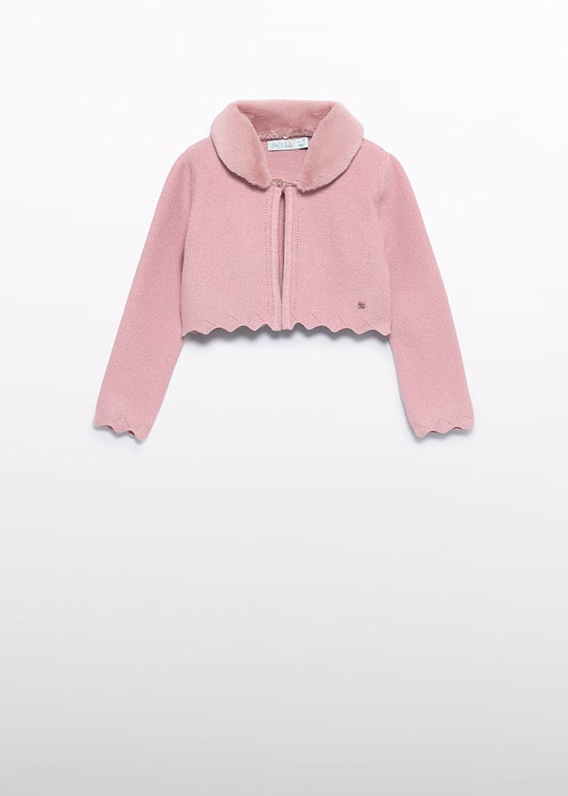Gebreid cardigan met afneembare kraag in nepbont