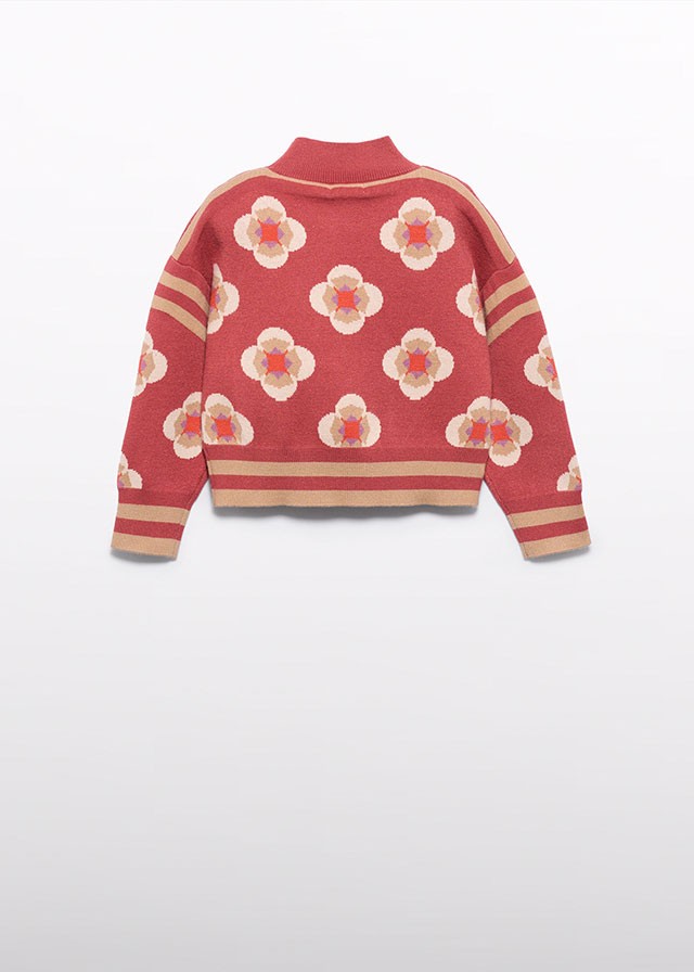 Trui met geometrische jacquardprint