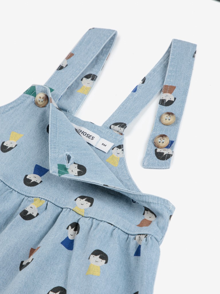 Denim salopette game pawns all over