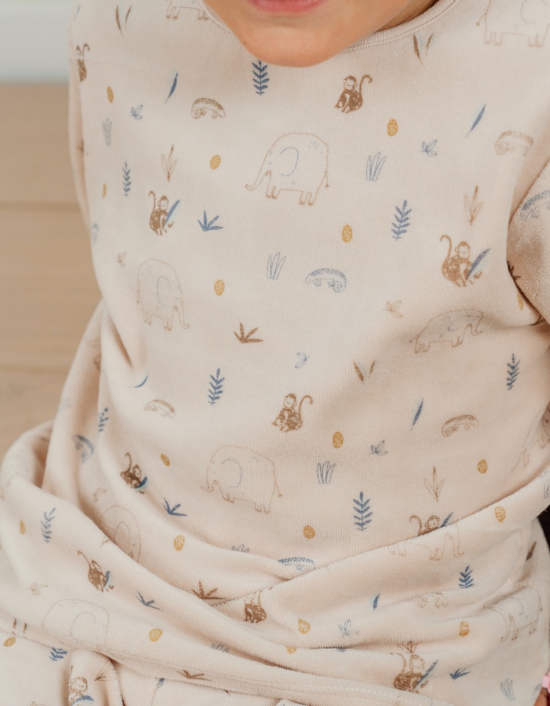 Pyjamaset met olifantenprint in fluweel - jungle