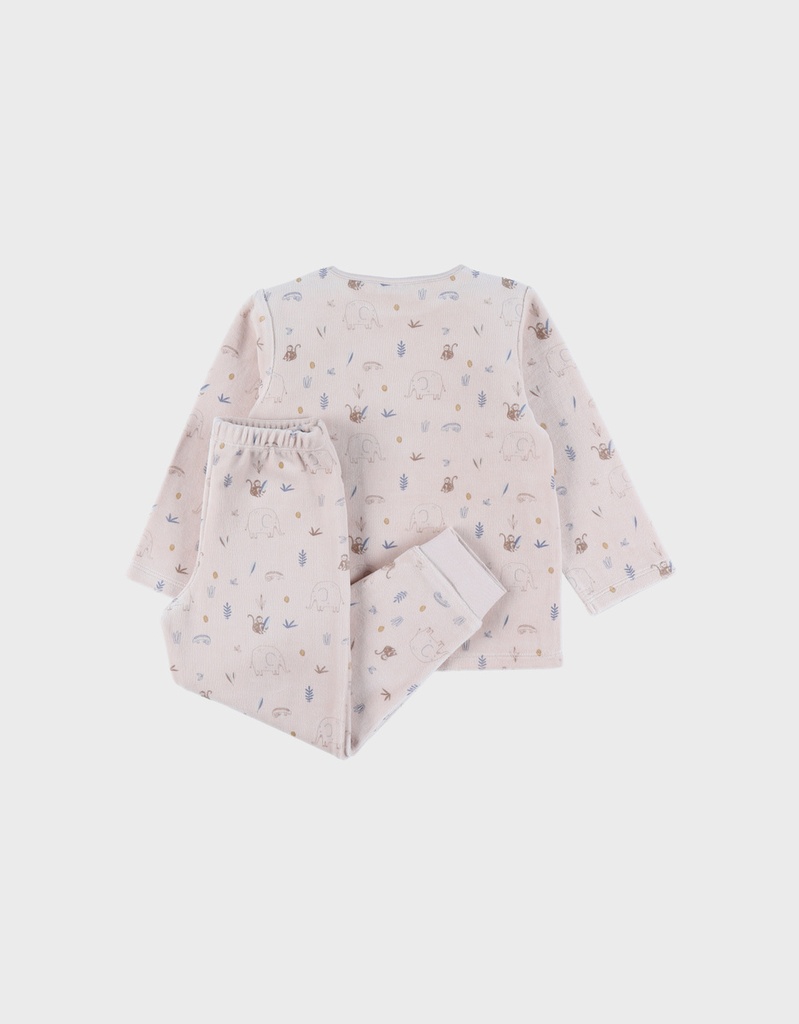 Pyjamaset met olifantenprint in fluweel - jungle