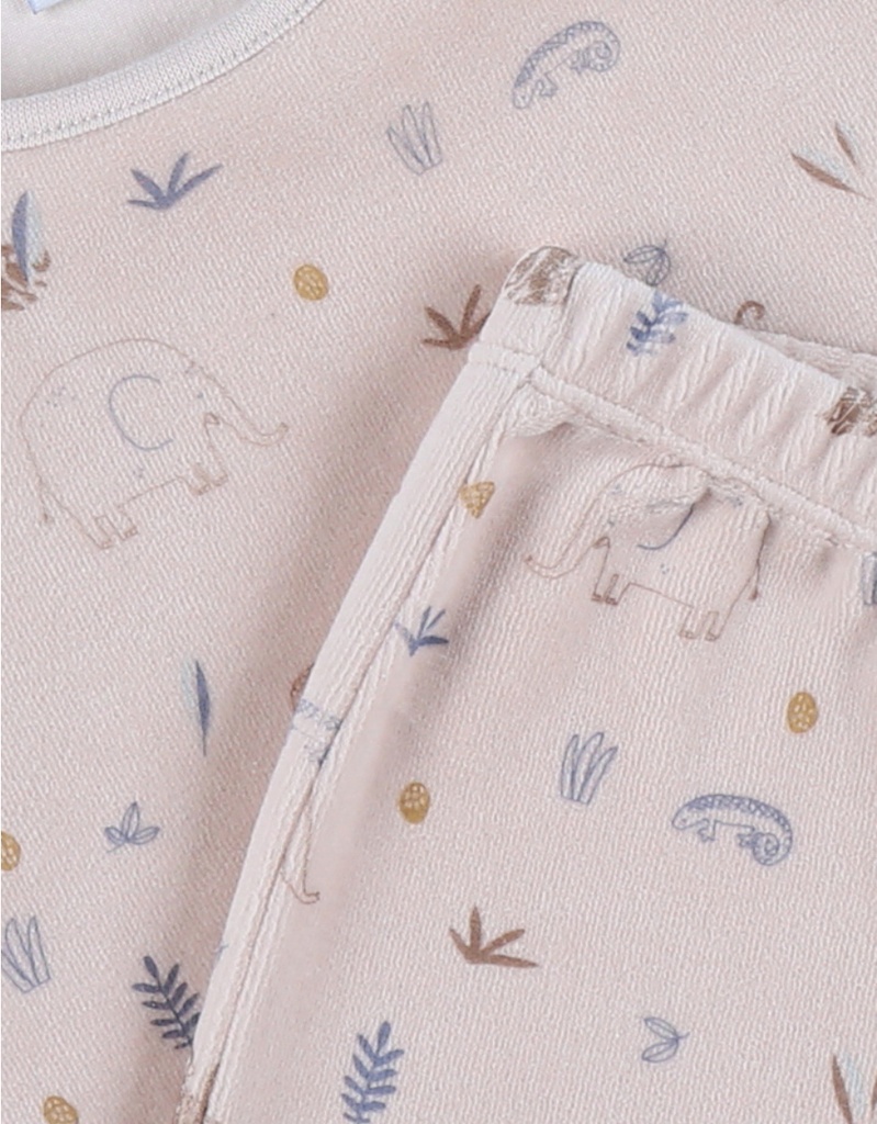 Pyjamaset met olifantenprint in fluweel - jungle