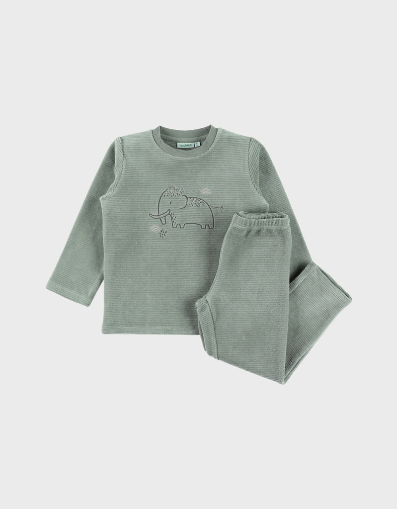 Pyjamaset met mammoetborduursel in fluweel