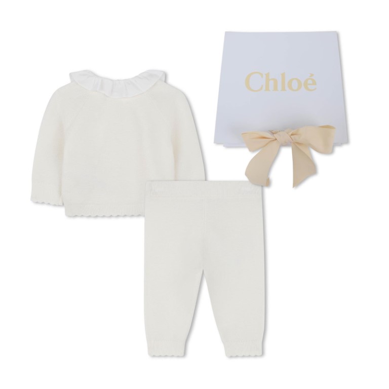 Gebreide babyset – vest & broekje van biokatoen en kasjmier