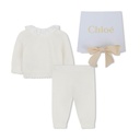 Gebreide babyset – vest & broekje van biokatoen en kasjmier