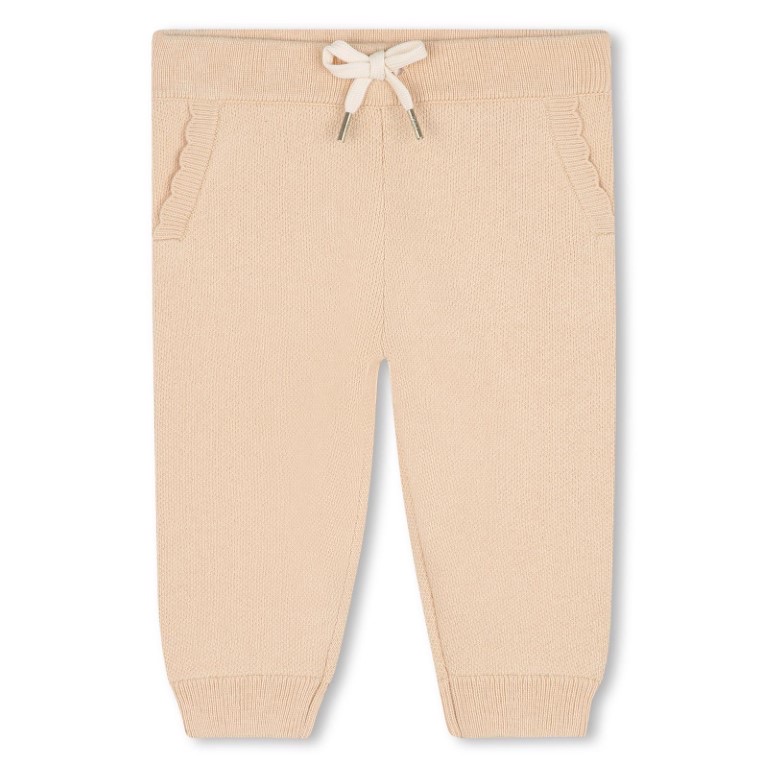 Gebreide babyset – vest met kap & broekje van biokatoen en wol