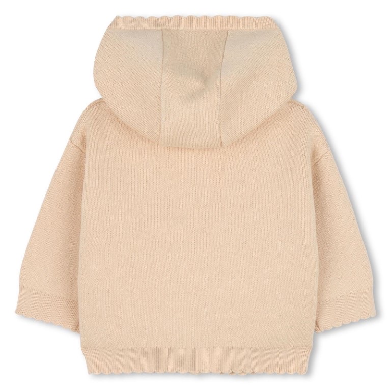 Gebreide babyset – vest met kap & broekje van biokatoen en wol
