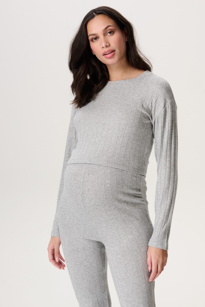 Voedingsshirt Lejre met lange mouwen – geribde stretchtop