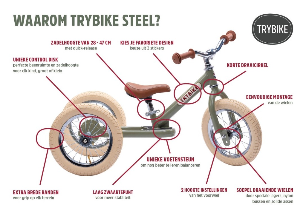 Loopfiets tweewieler Steel