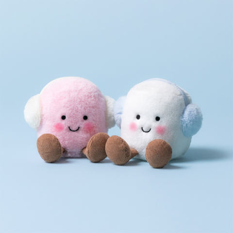 Knuffel amuseables toastie pink and white marshmallows