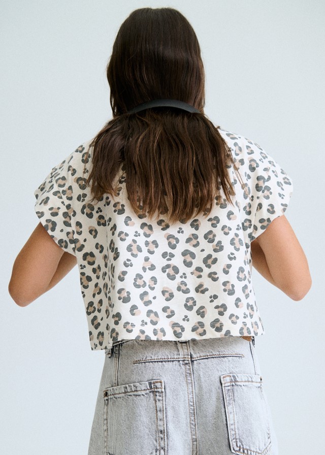 Cropped t-shirt met luipaardprint