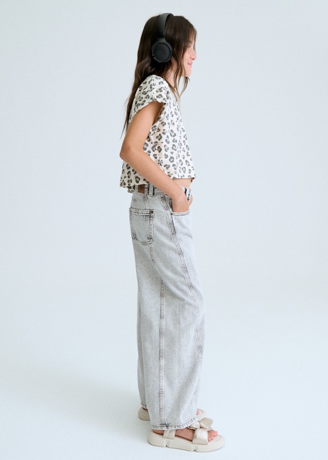 Cropped t-shirt met luipaardprint