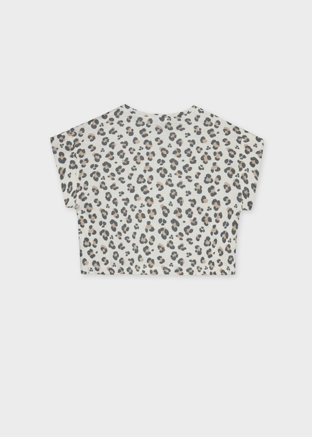 Cropped t-shirt met luipaardprint