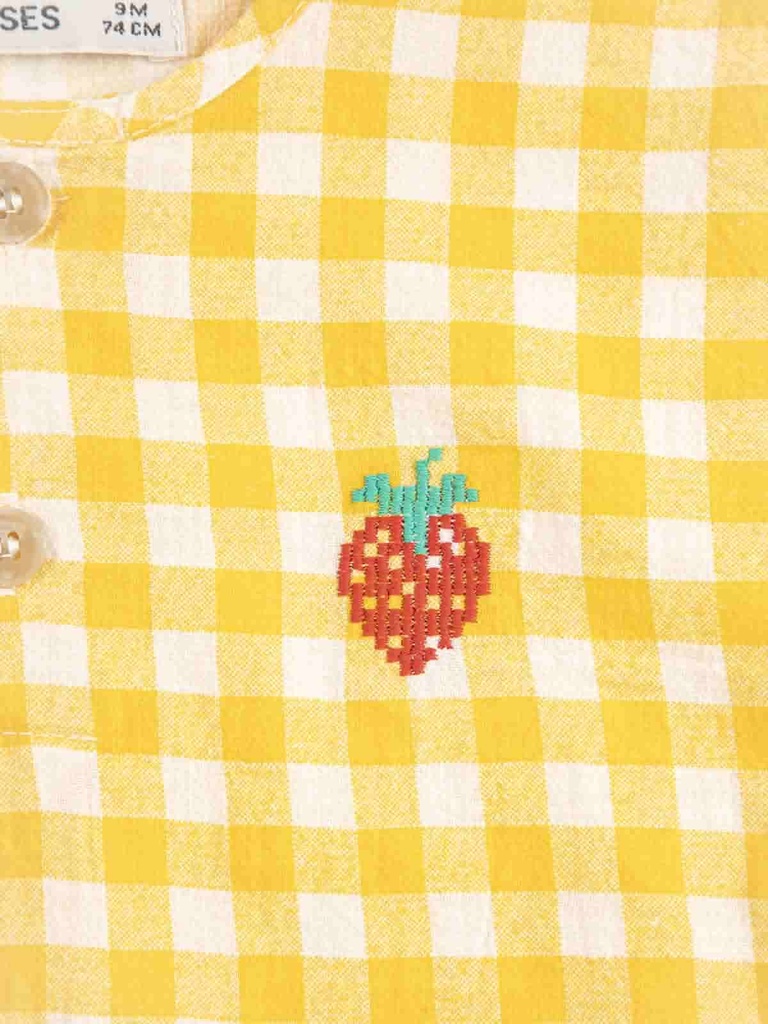 Bloes vichy woven pixel aardbei