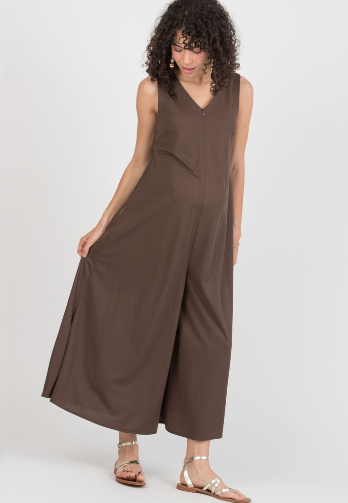 Zwangerschaps- en voedingsjumpsuit Miranda - flared in viscose jersey