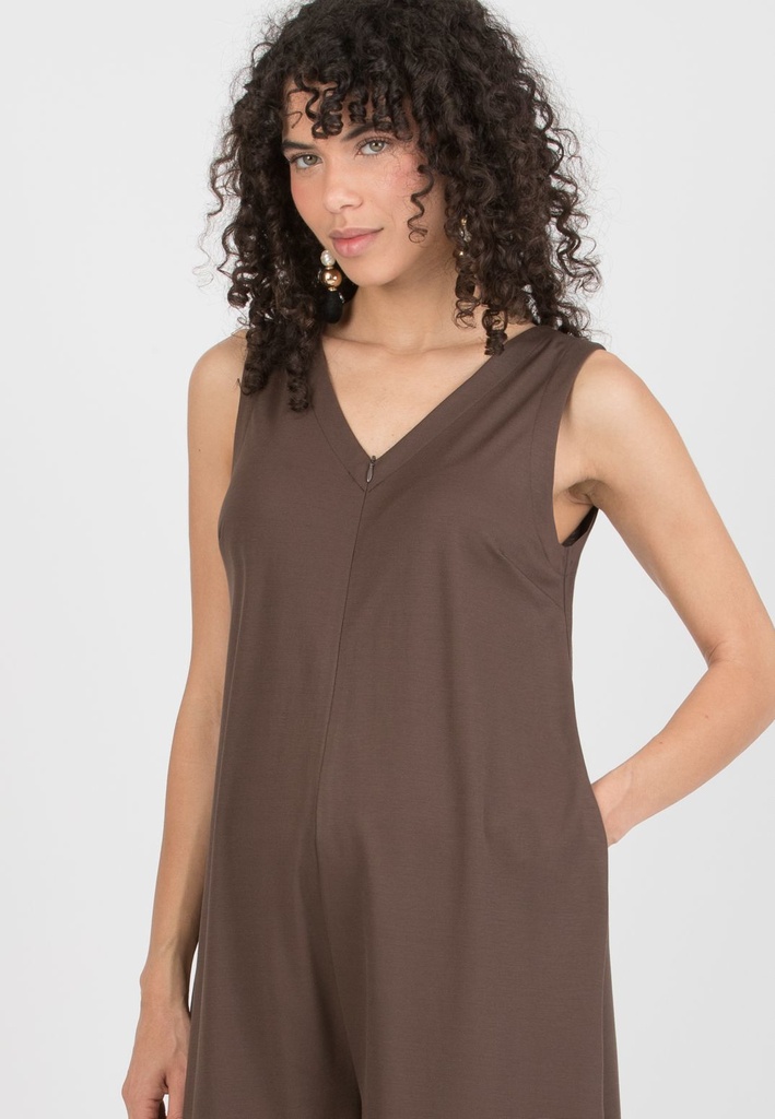 Zwangerschaps- en voedingsjumpsuit Miranda - flared in viscose jersey