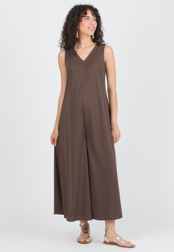 Zwangerschaps- en voedingsjumpsuit Miranda - flared in viscose jersey