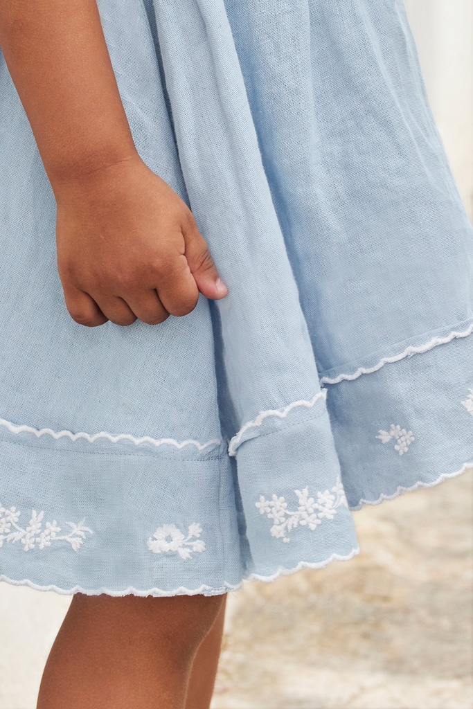 Jurk linnen fijn Borduurwerk Santorin