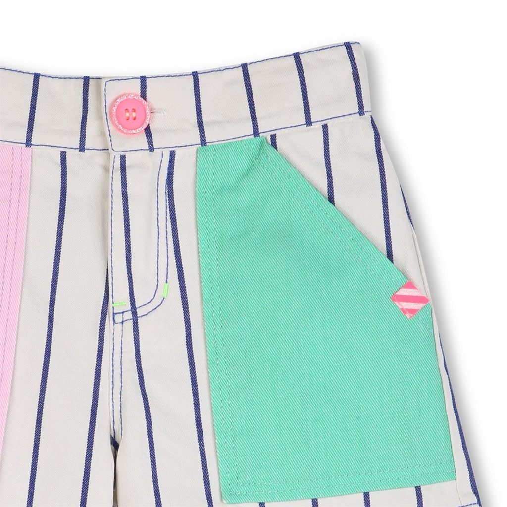 Short katoen streep contrastpockets