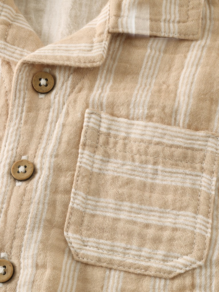 Hemd korte mouwen muslin stripe