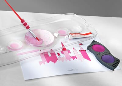 Waterverfdoos Connector – 12 kleuren + 1 tube wit en stickervel