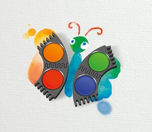 Waterverfdoos Connector – 12 kleuren + 1 tube wit en stickervel