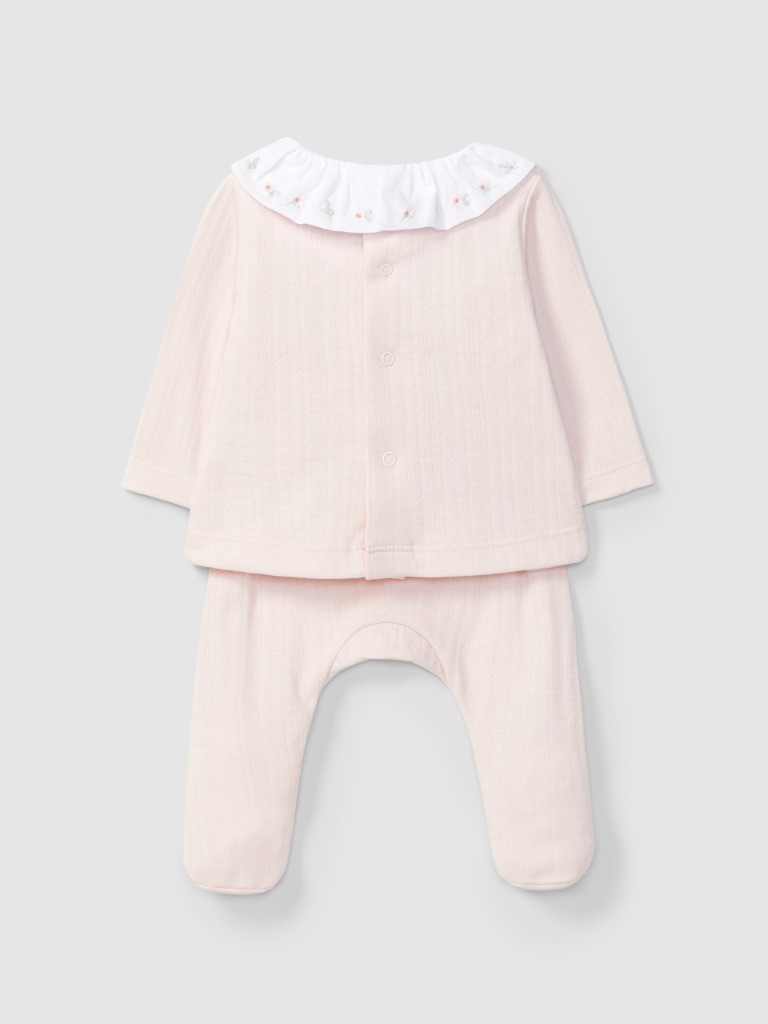 Babyset 2‑delig babypak tuniek met volantkraag & voetjesbroek