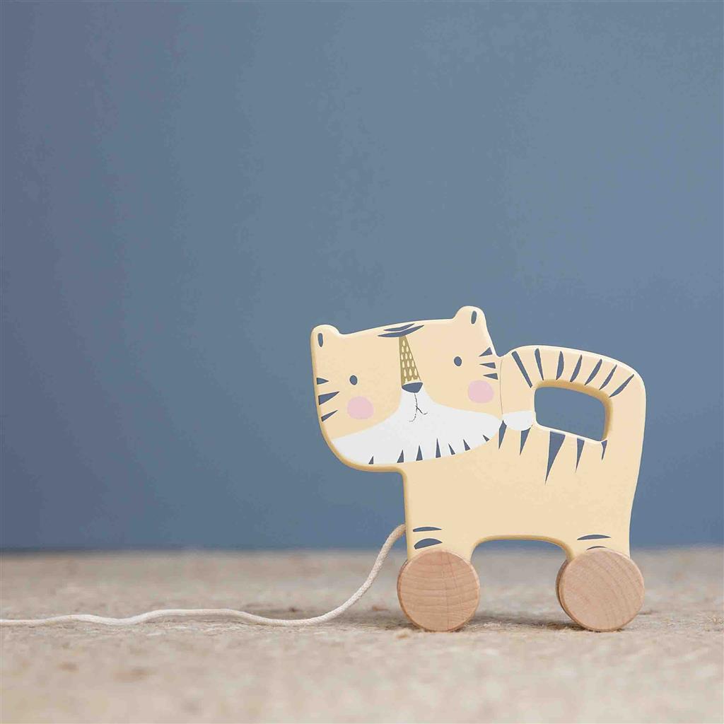 Wooden pulling figure tiger