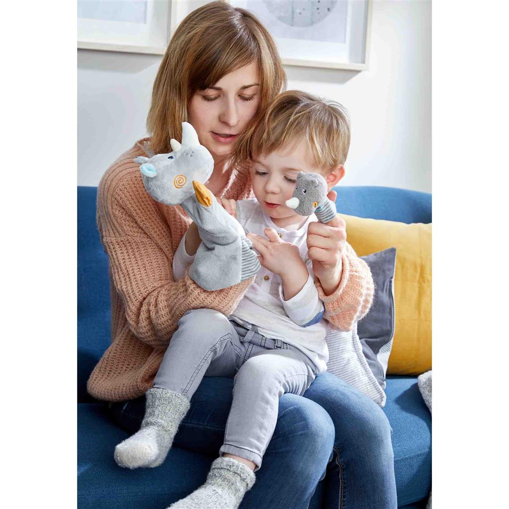 Handpuppet rhinoceros with baby