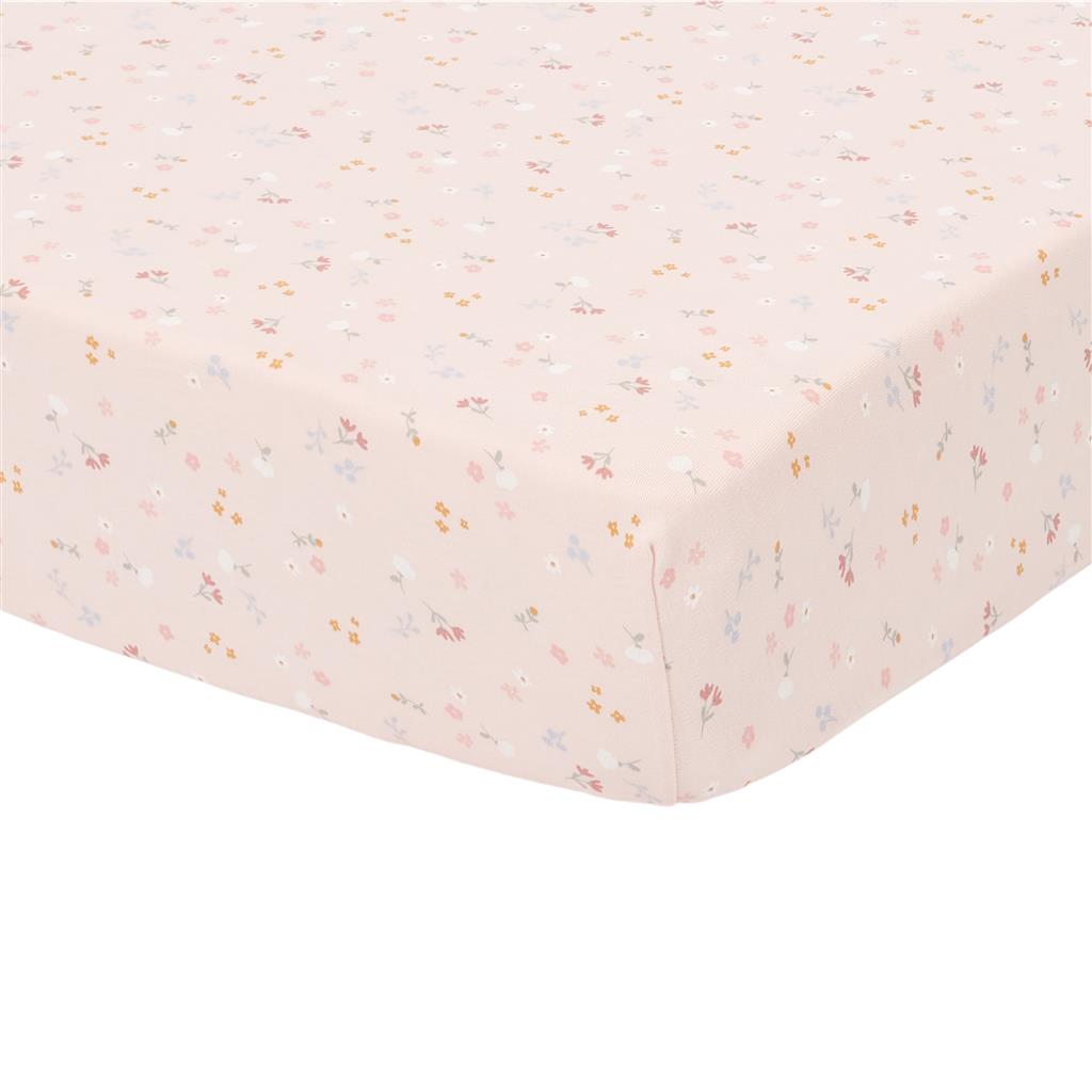 Drap-housse lit petites fleurs roses