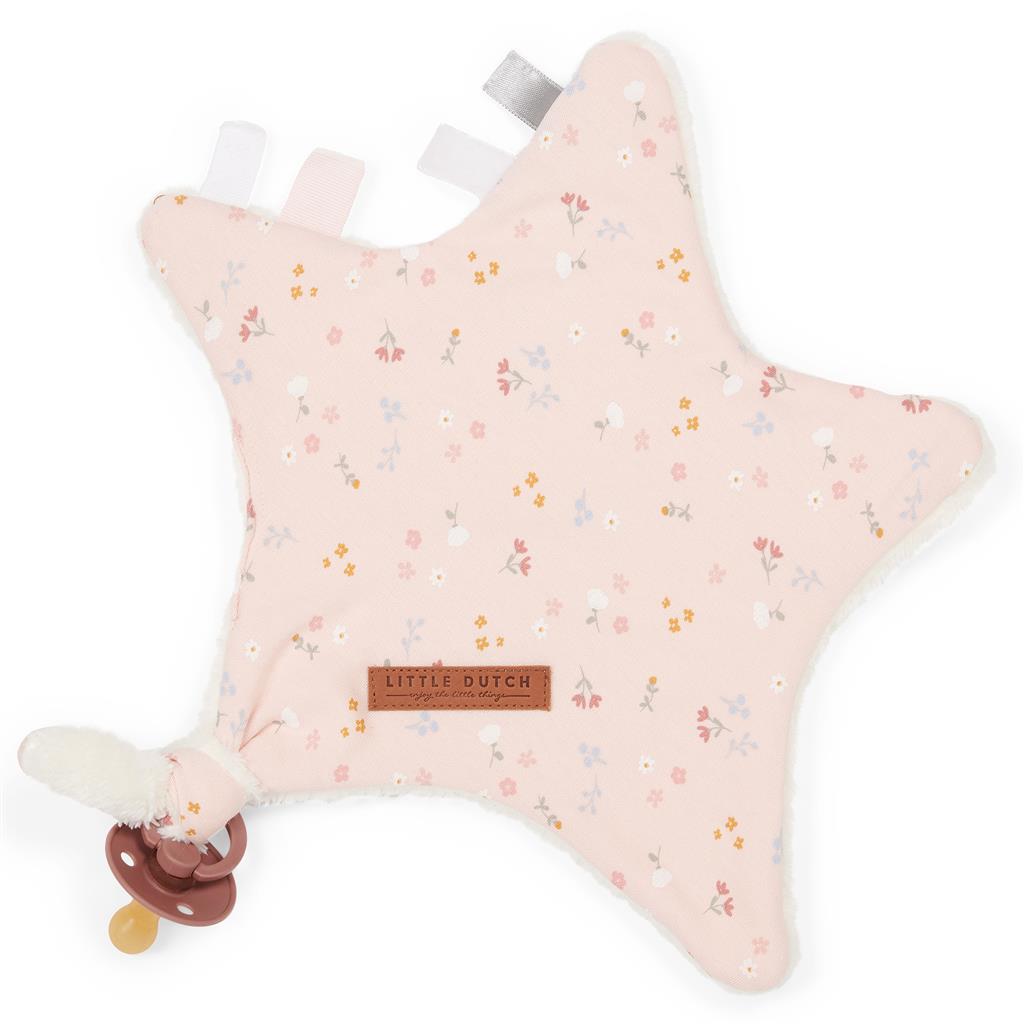 Cuddly blanket star little pink flowers