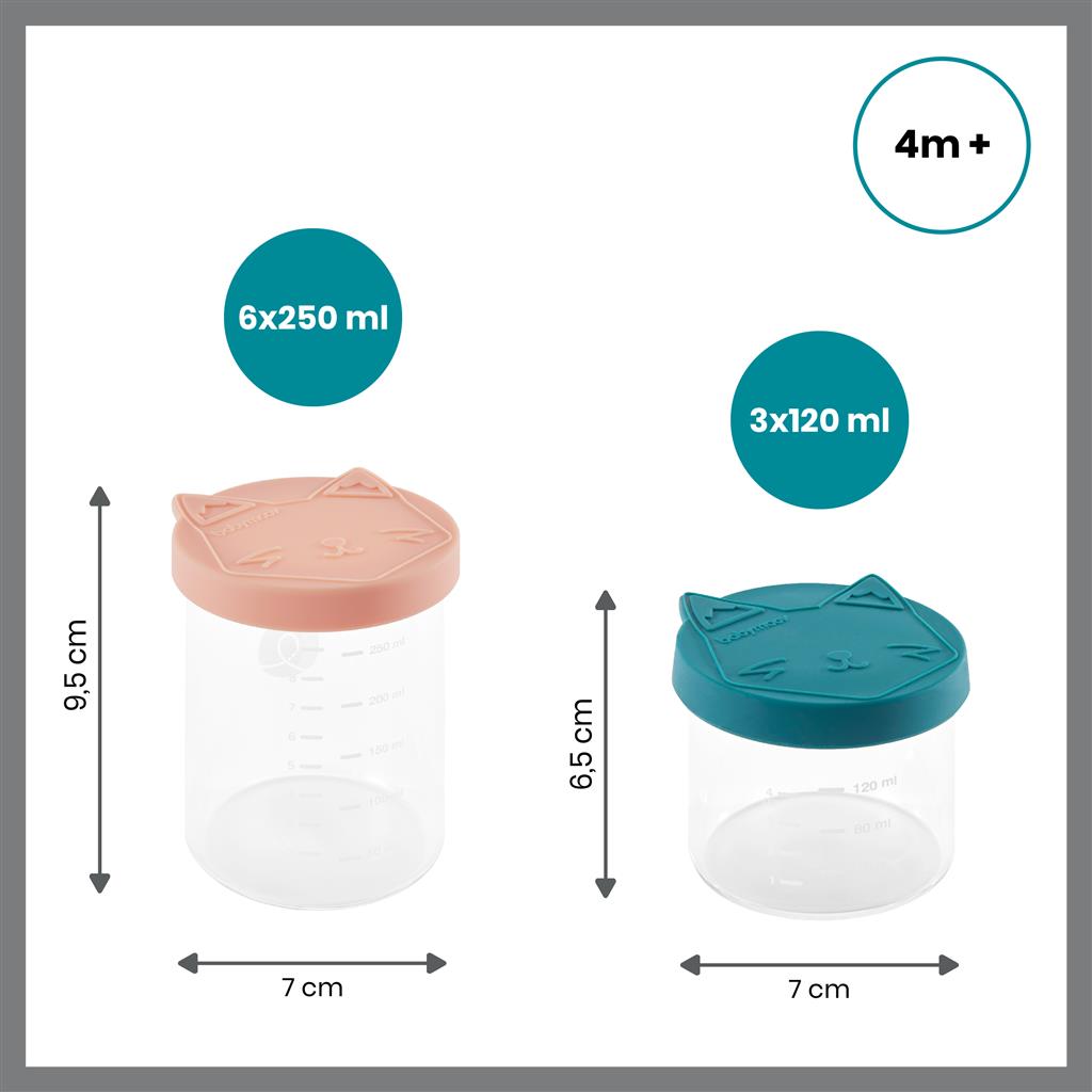 Storage jars 6X250ml+3X120ml glass