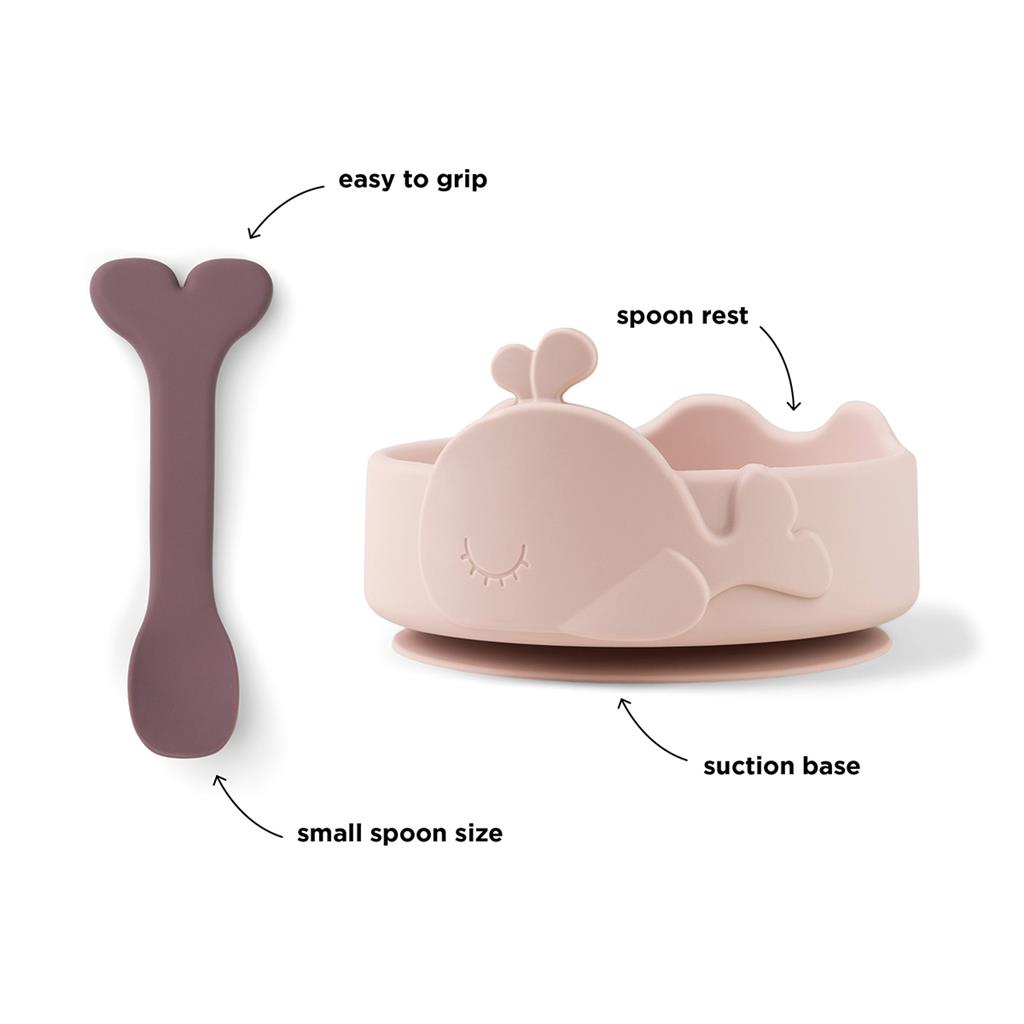 Bowl (silicone) stick & stay and spoon Wally Done by