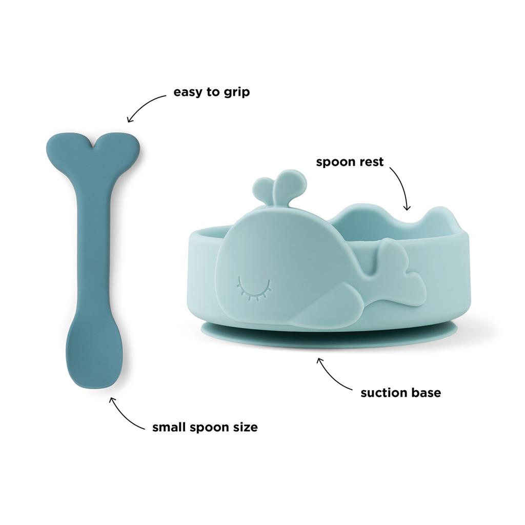 Bowl (silicone) stick & stay and spoon Wally Done by