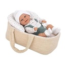 Doll 33cm Babyto green with cradle