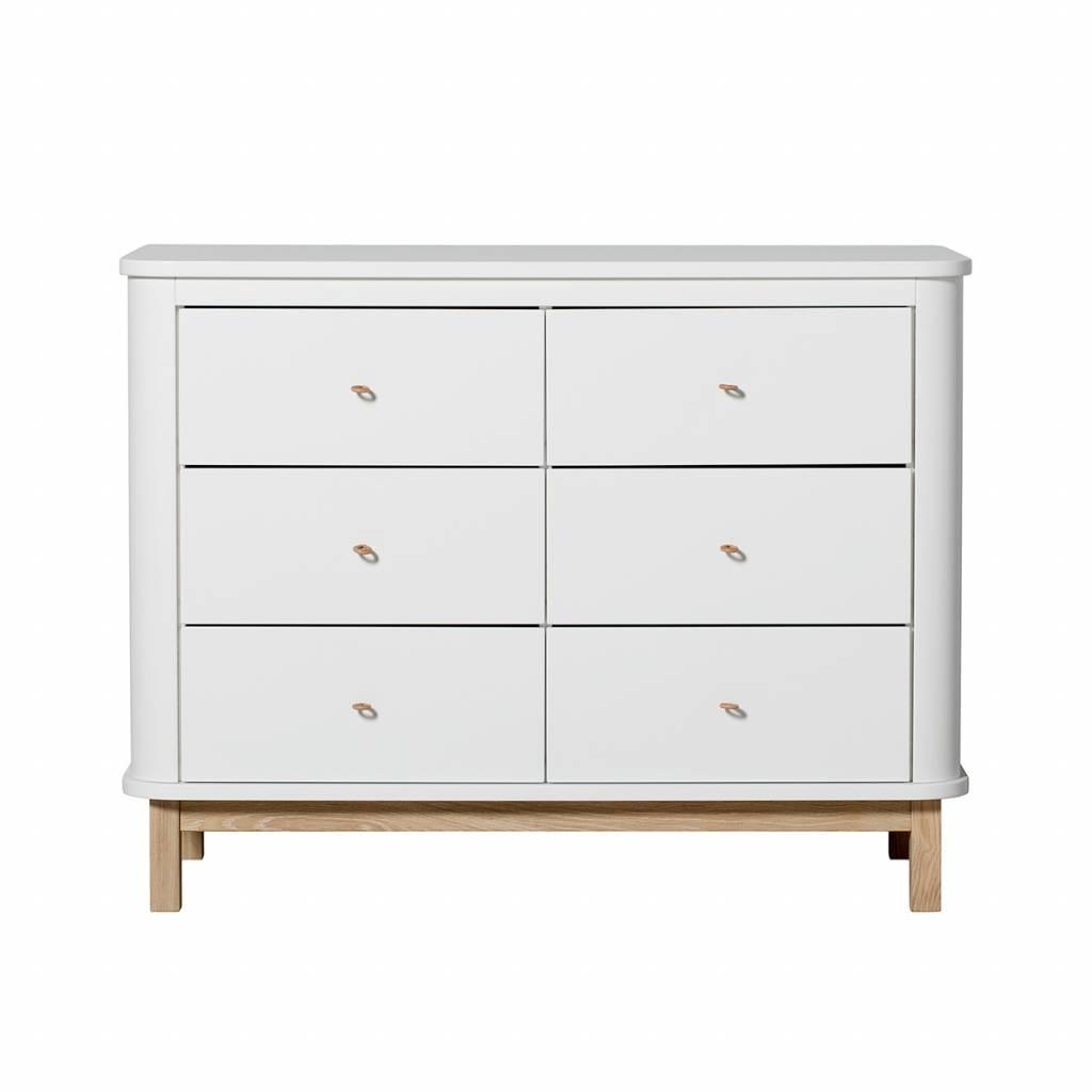 Dresser 6 drawers (large, white/oak)