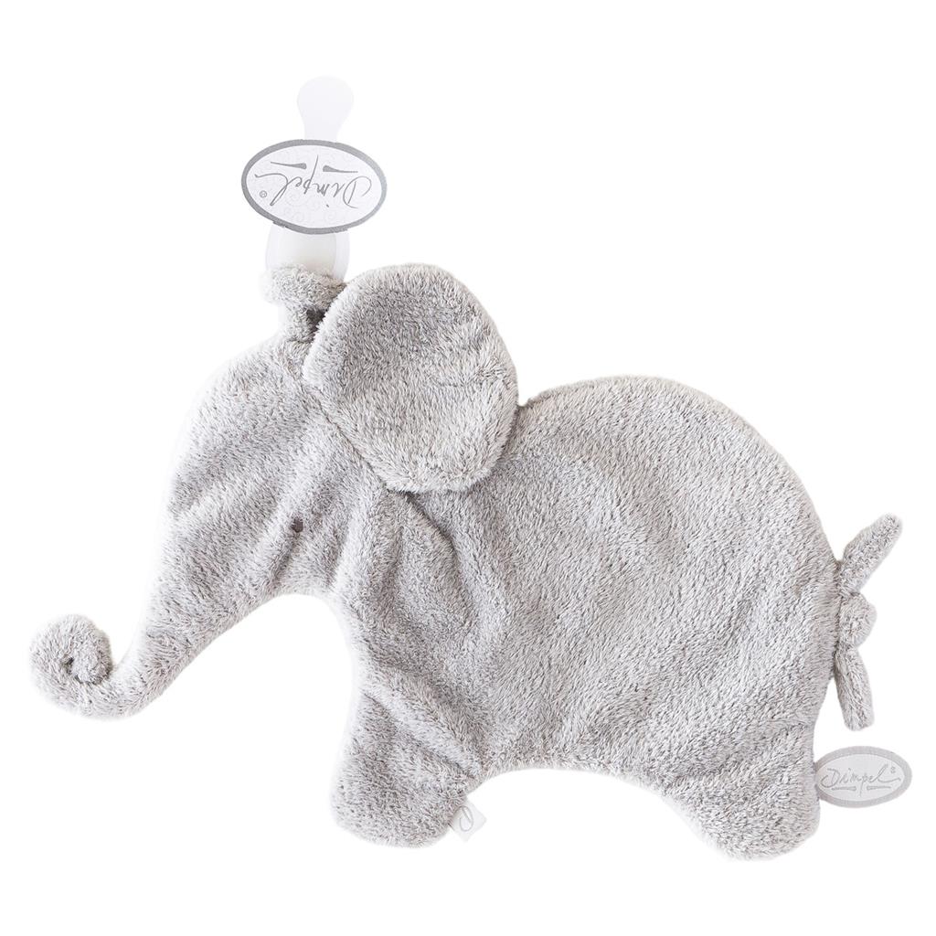 Pacifier cloth elephant Oscar light gray