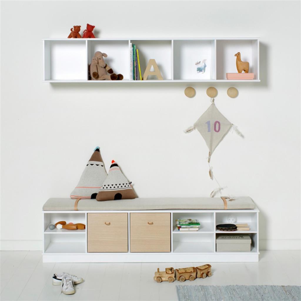 Opbergrek 5x1 zonder basis wit Oliver Furniture