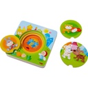 Wooden puzzle cackling young animals