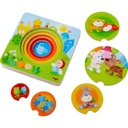 Wooden puzzle cackling young animals