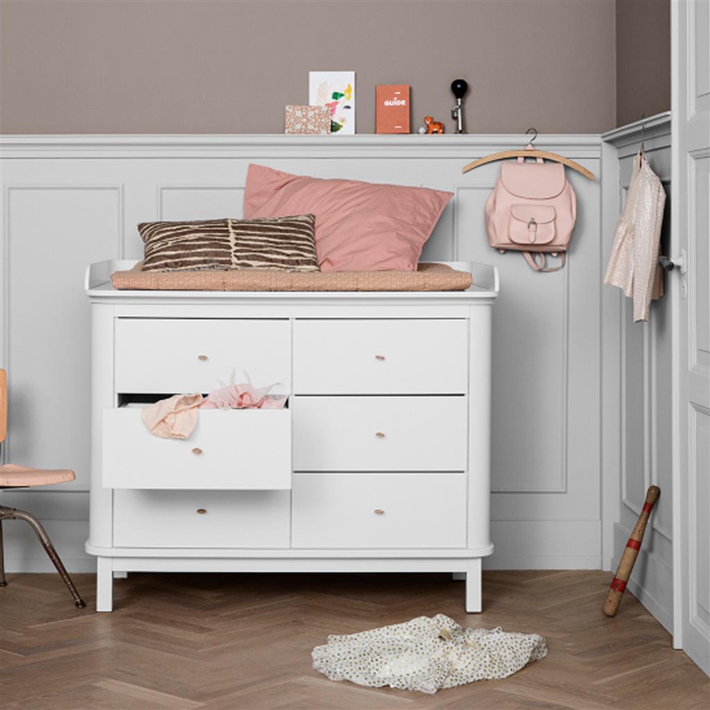 Dresser 6 drawers (large top, white)