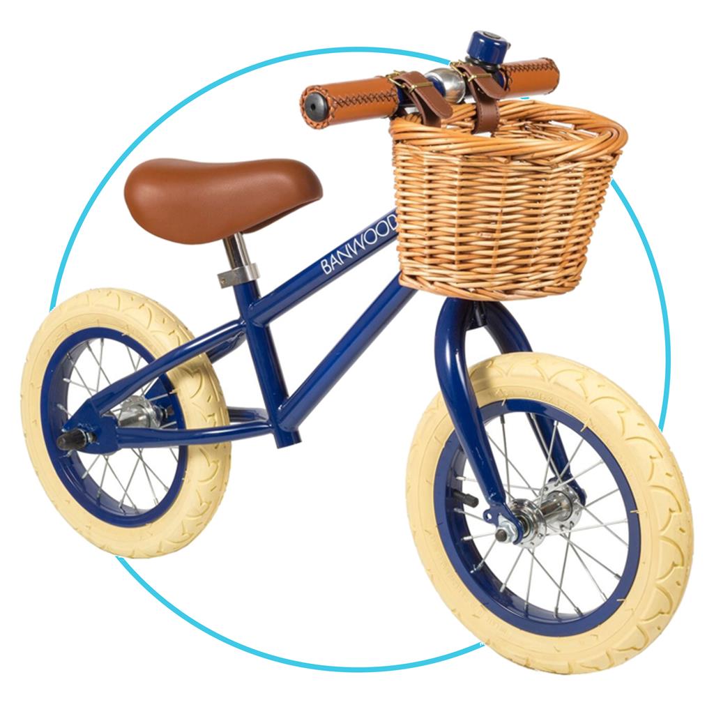 Balance bike first go (dark blue)